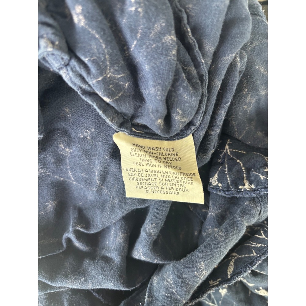 Denim & Supply Ralph Lauren Navy Floral Button Front Babydoll Swing Mini Dress M - Picture 8 of 8